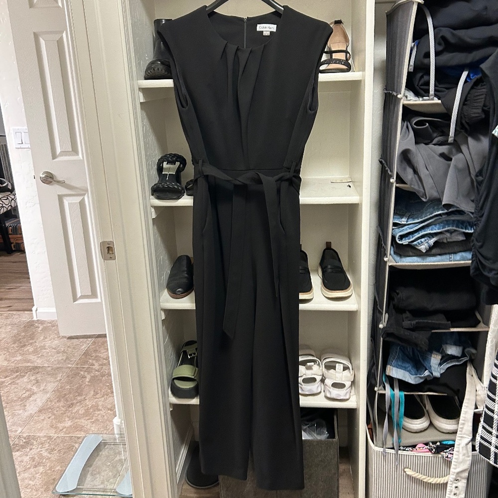 Black Calvin Klein Belted Jumpsuit